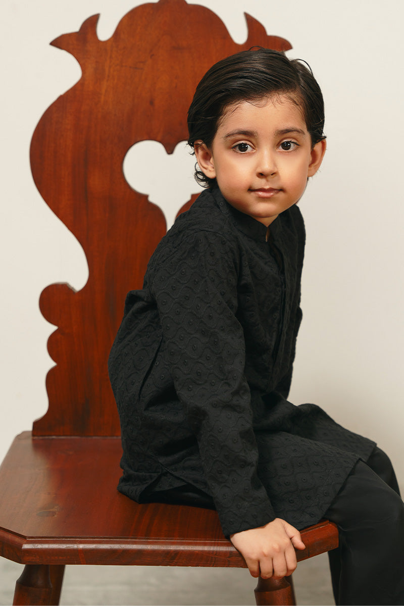 Black Chikankari Kurta Set