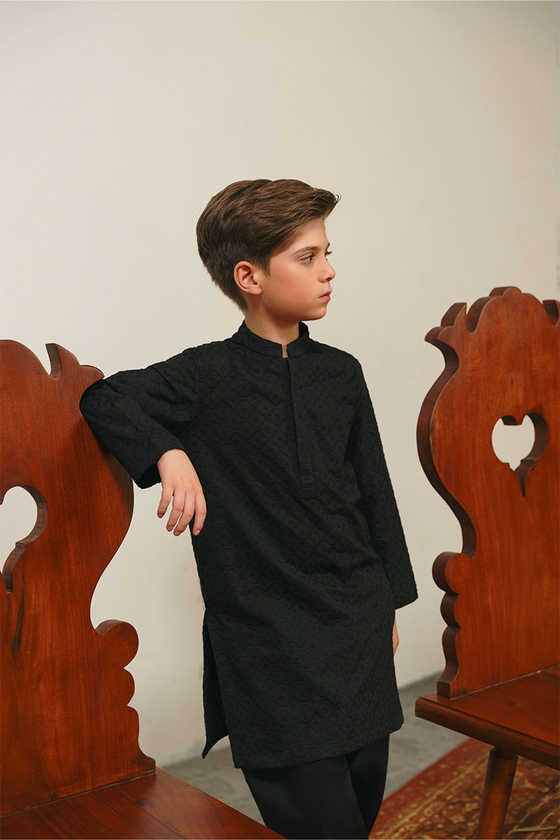 Black Chikankari Kurta Set