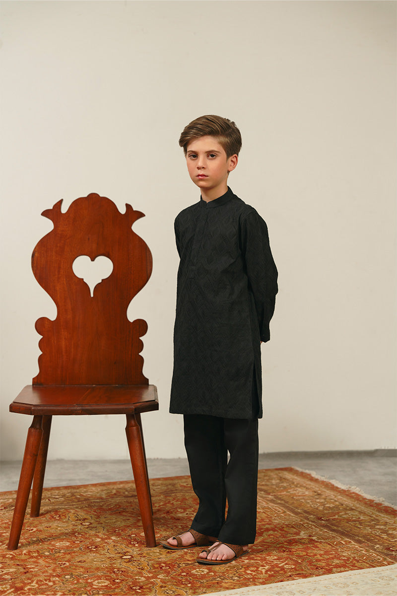 Black Chikankari Kurta Set