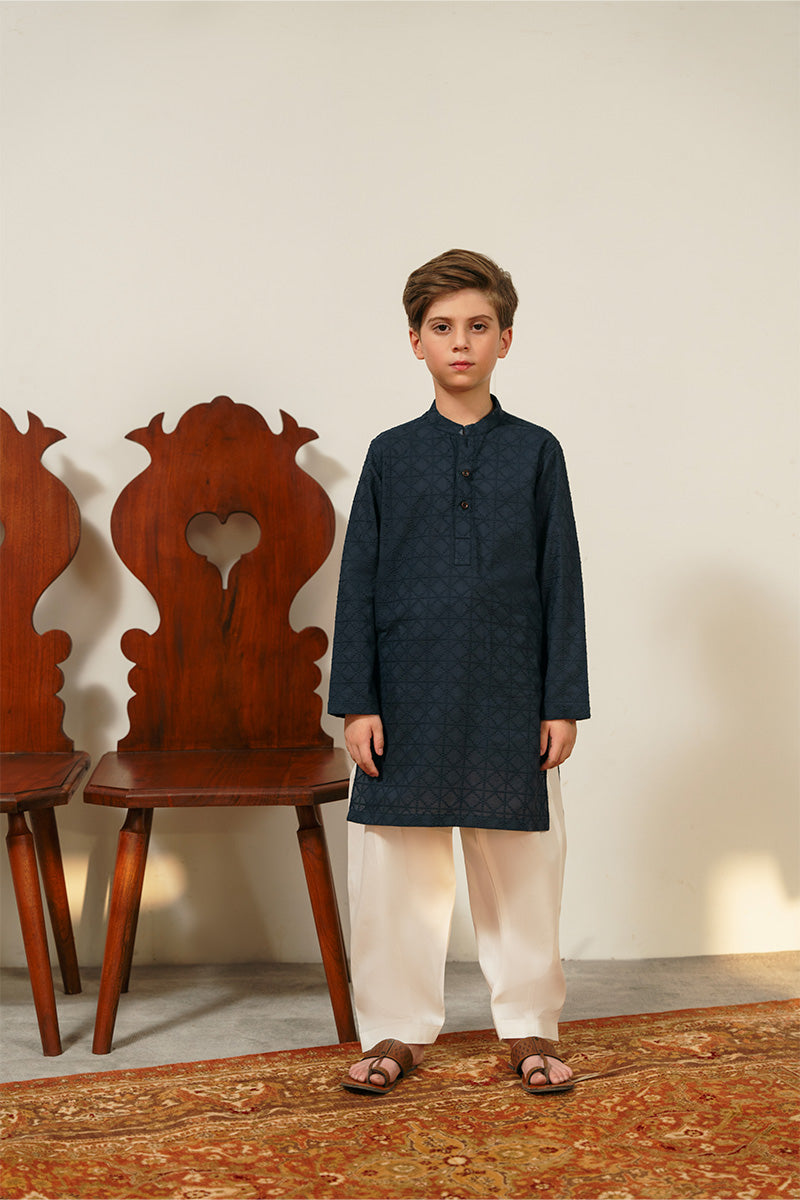 Navy Blue Chikankari Kurta Set