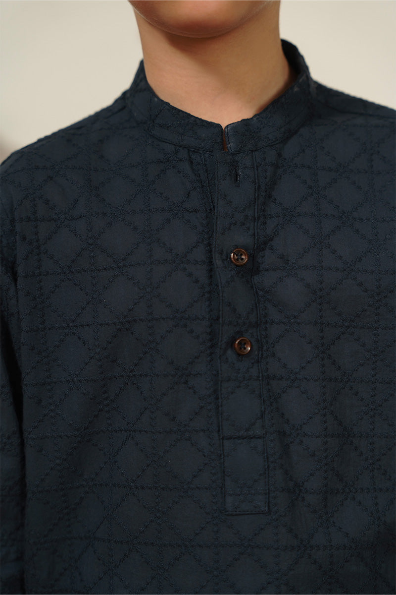 Navy Blue Chikankari Kurta Set