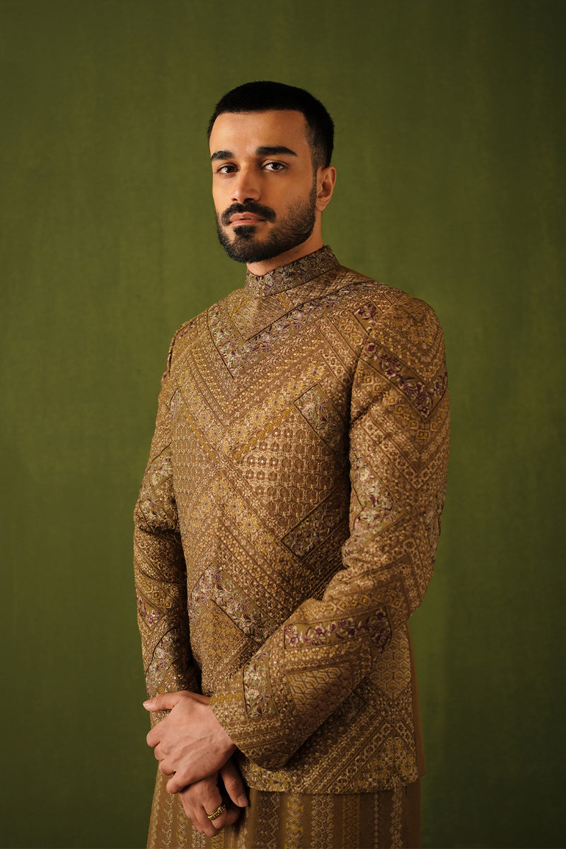 Brown Bandhgala With Kurta Set Online