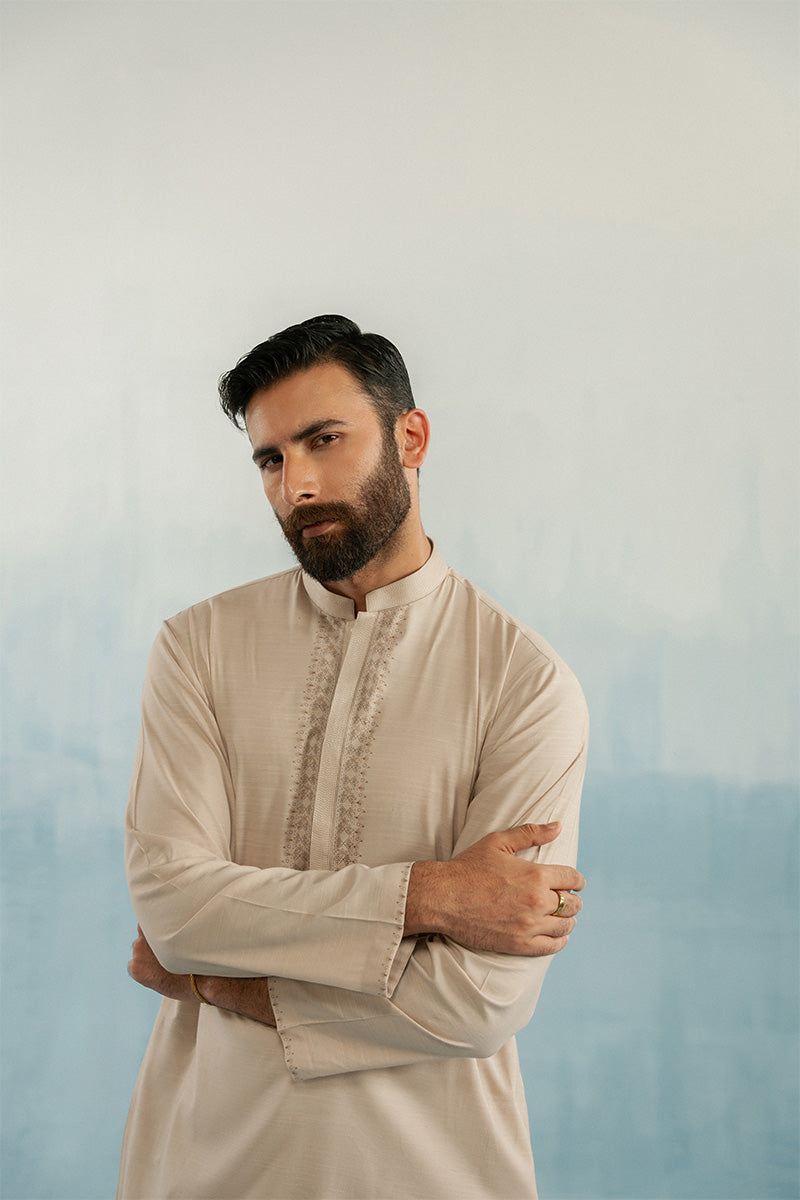 'Brown' Embroidered Kurta Pajama