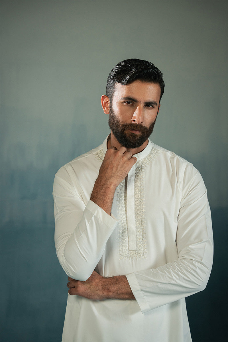 'White' Embroidered Kurta Pajama