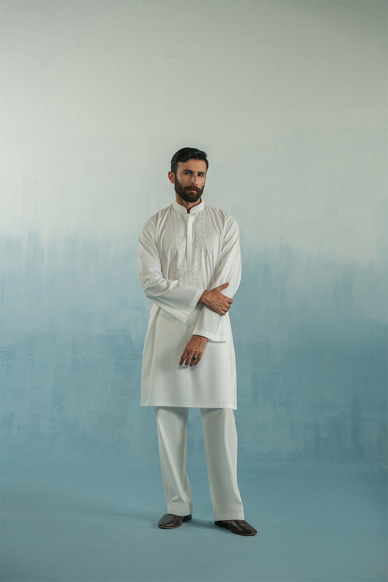 'White' Embroidered Kurta Pajama