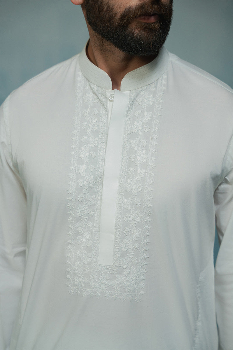 'White' Embroidered Kurta Pajama