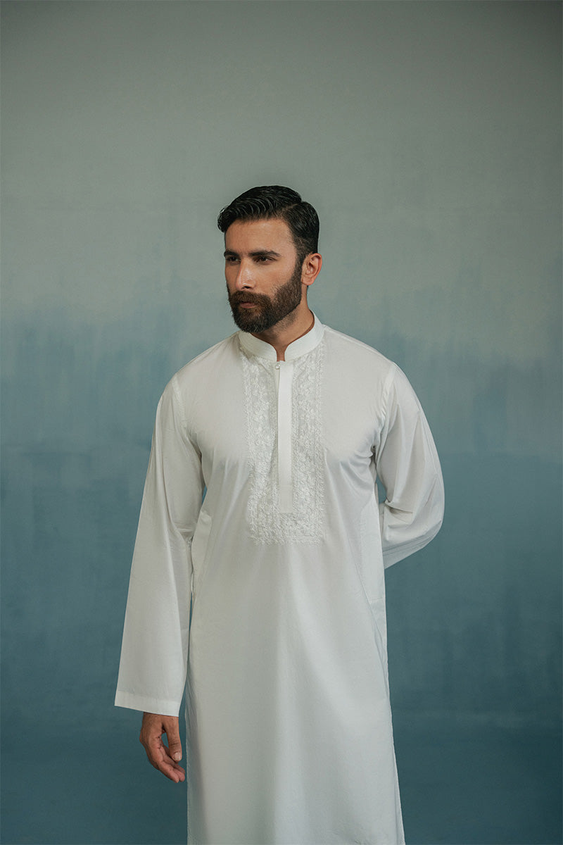 'White' Embroidered Kurta Pajama