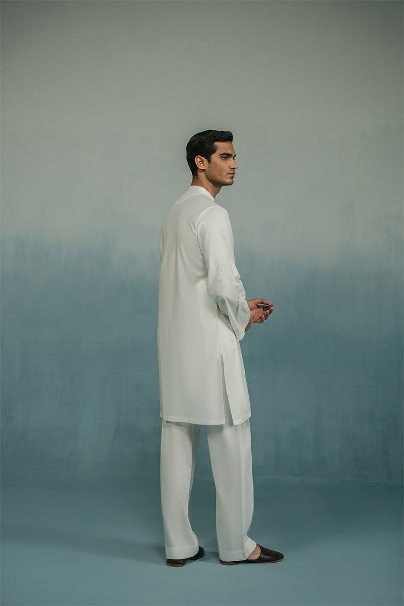 'White' Hand Embroidered Kurta Pajama