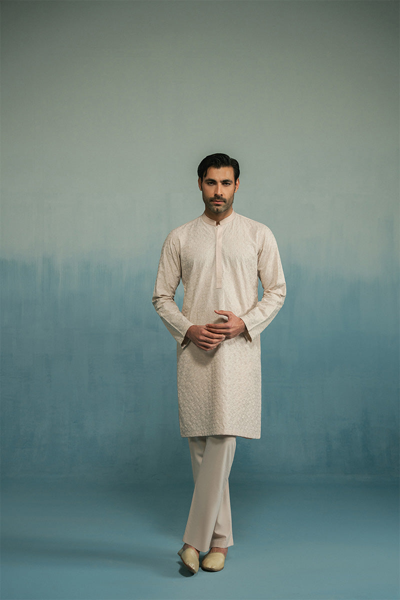 'Cream' Embroidered Kurta Pajama