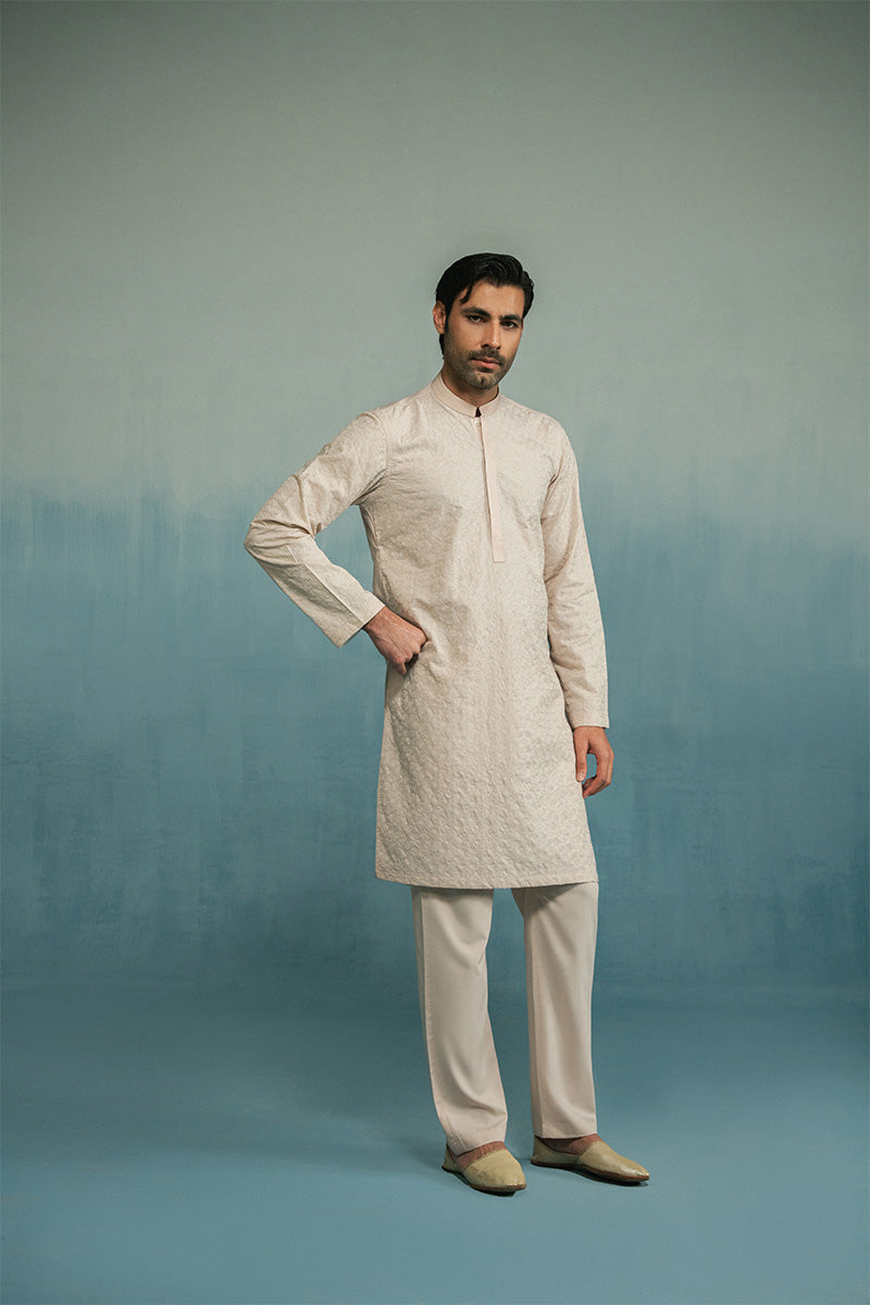 'Cream' Embroidered Kurta Pajama