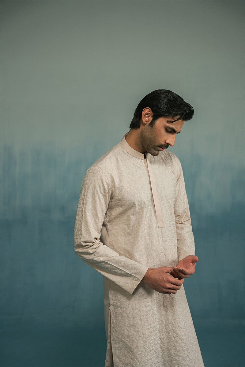 'Cream' Embroidered Kurta Pajama