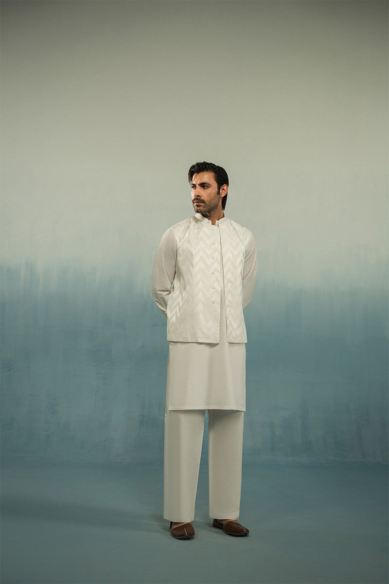 'White' Embroidered Waistcoat