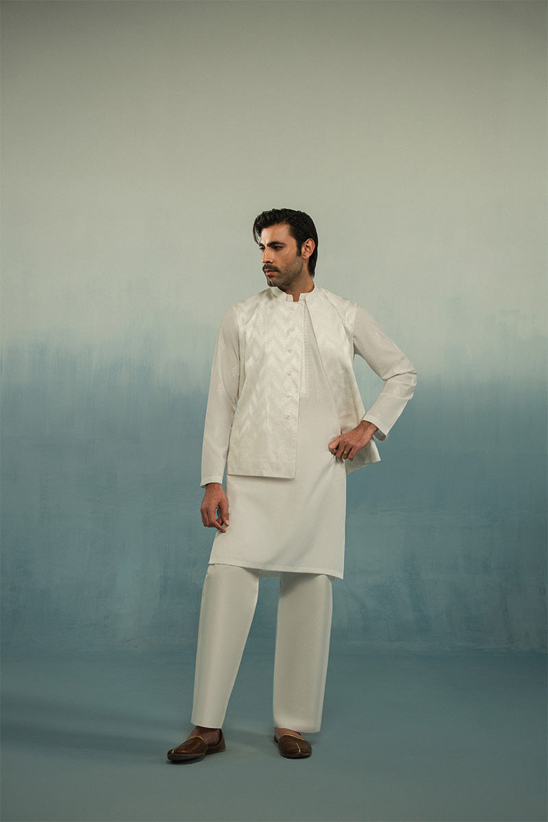 'White' Embroidered Waistcoat