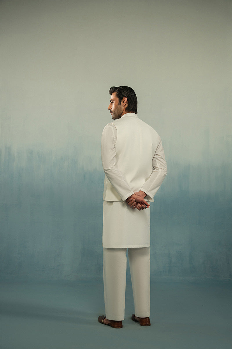 'White' Embroidered Waistcoat