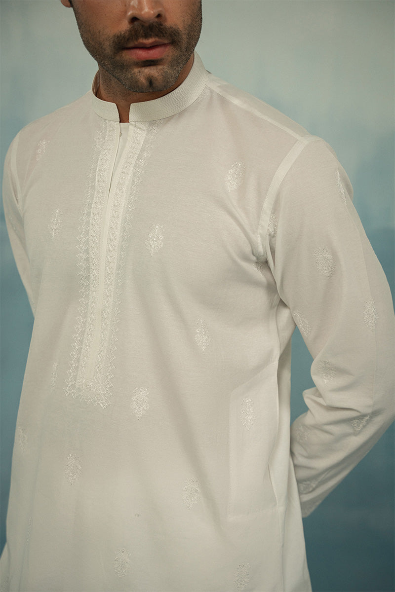 'White' Embroidered Kurta Pajama