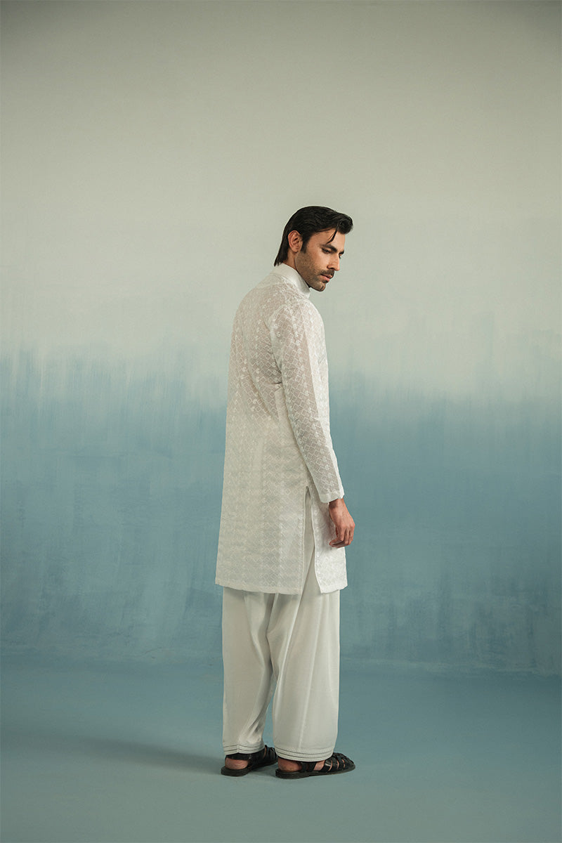 'Pearl White' Embroidered Kurta Pajama