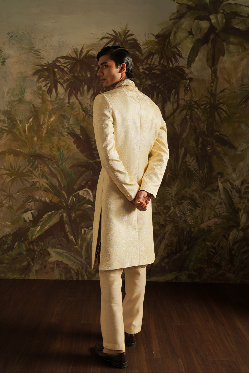 "Azar" Beige Embroidered Sherwani