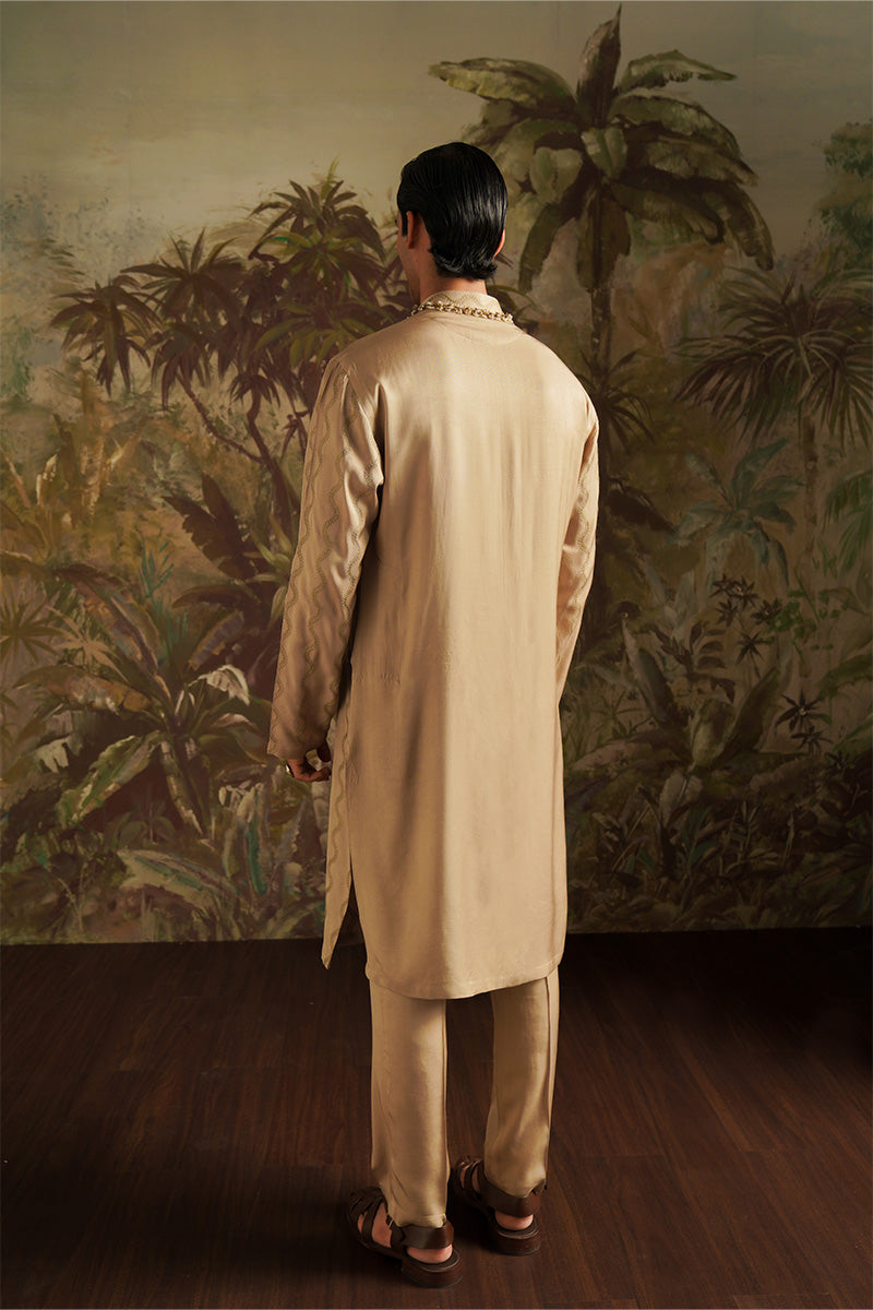 "Wasif" Gold Embroidered Kurta Pajama