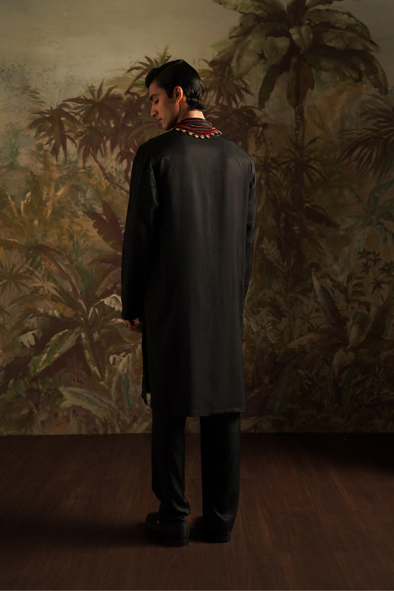 "Ayan" Black Embroidered Kurta Pajama