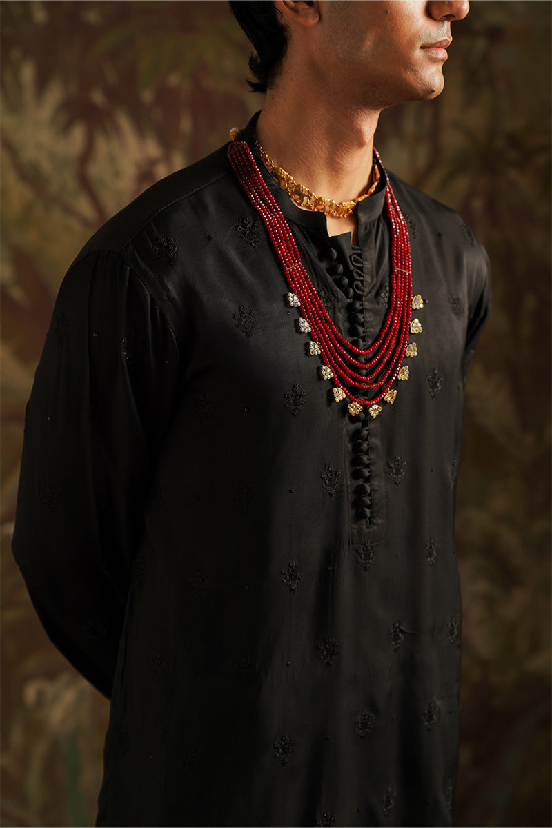 "Ayan" Black Embroidered Kurta Pajama