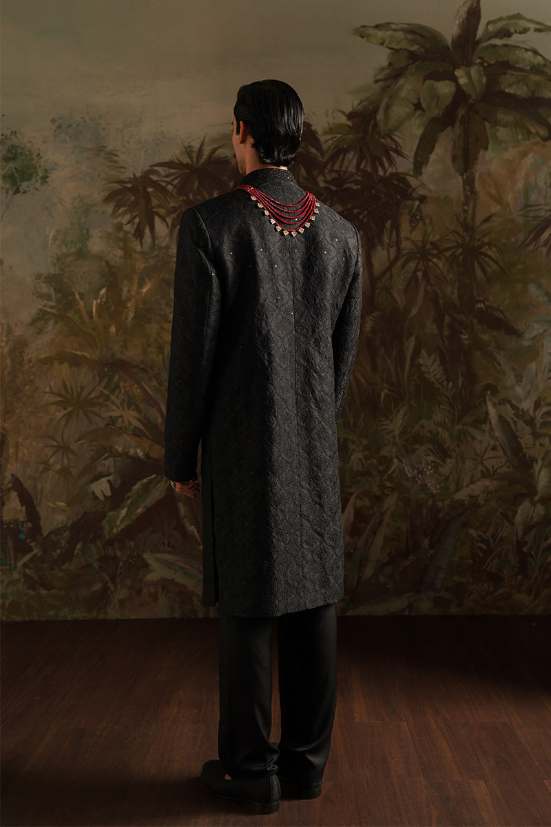"Ayan" Black Embroidered Sherwani