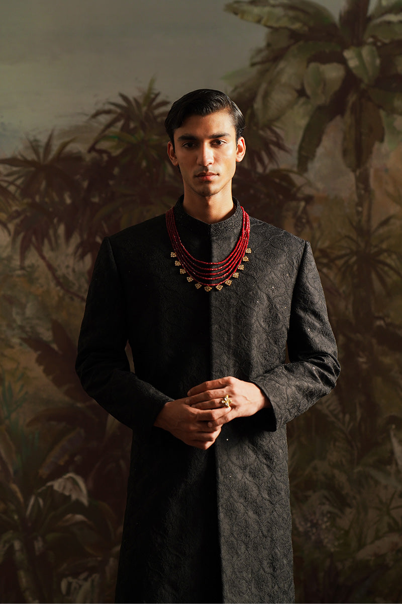 "Ayan" Black Embroidered Sherwani
