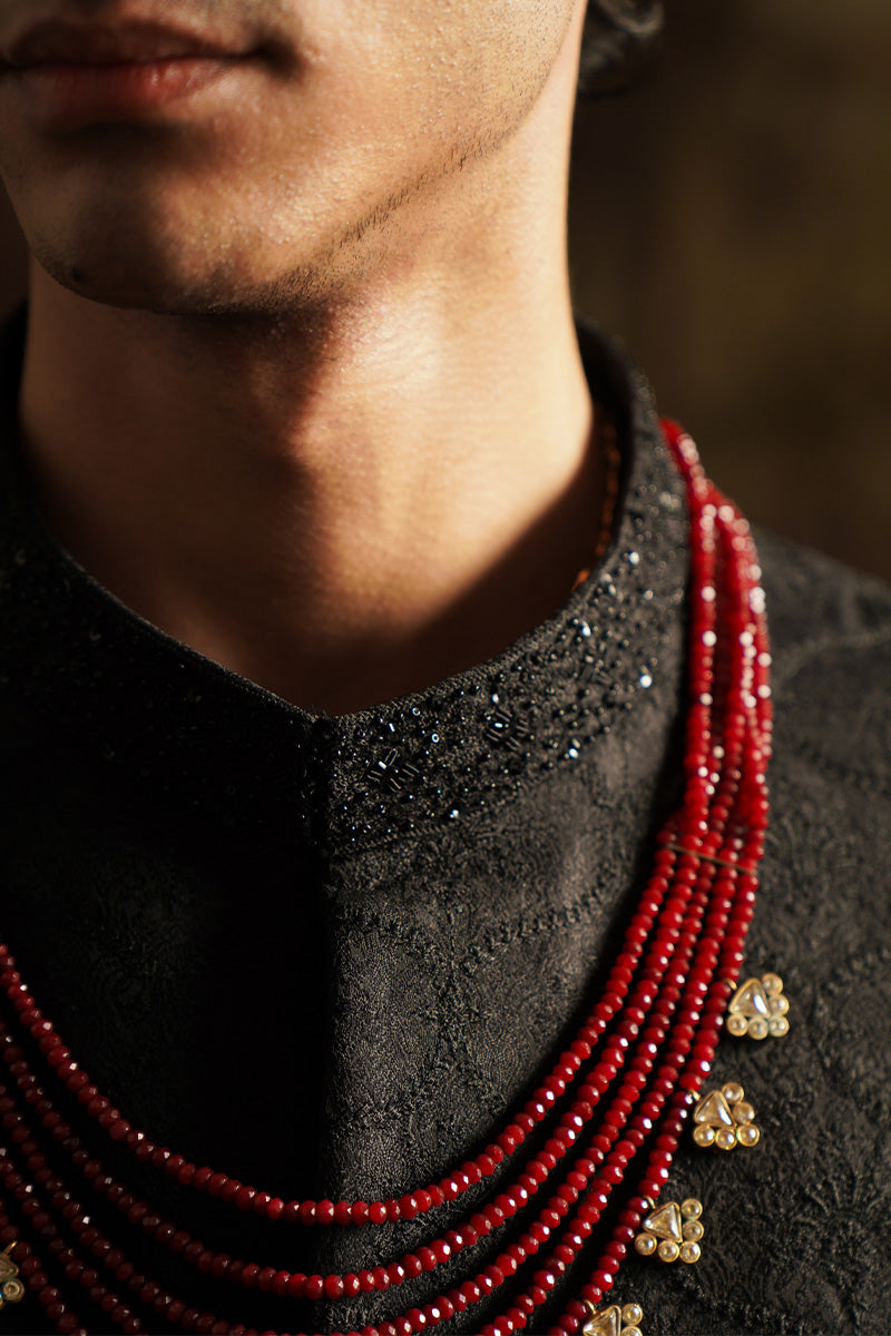 "Ayan" Black Embroidered Sherwani