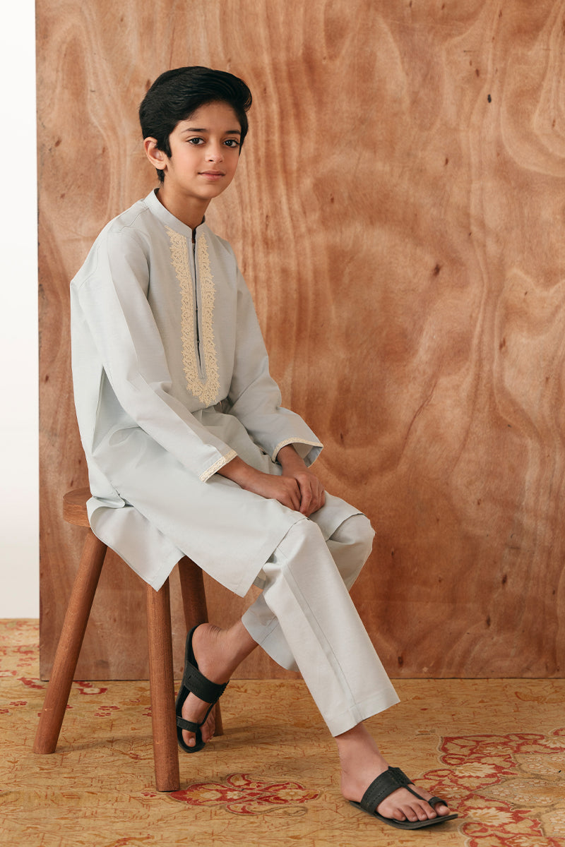 Soft Blue Embroidered Kurta Pajama