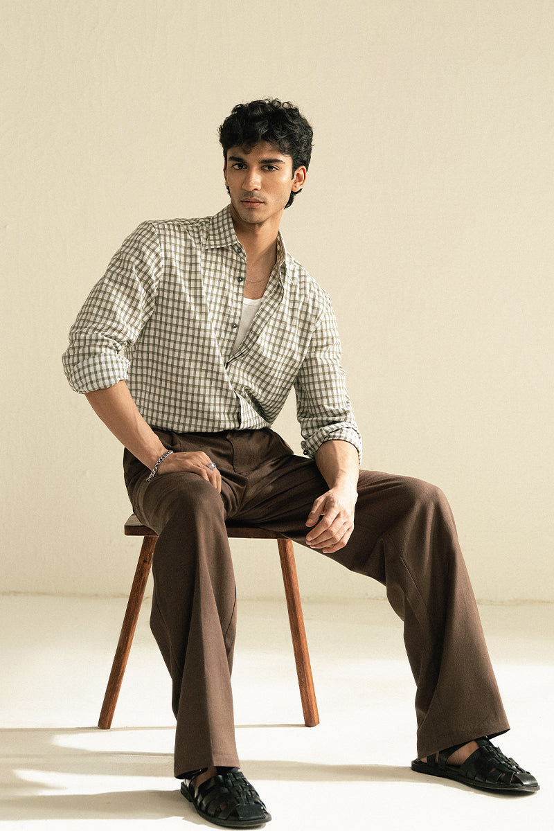 DARK BROWN LINEN TROUSERS