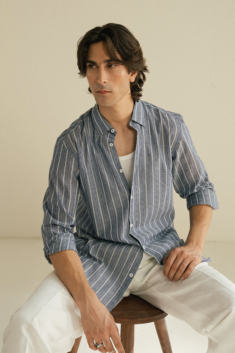 SKY BLUE EMBROIDERED SHIRT