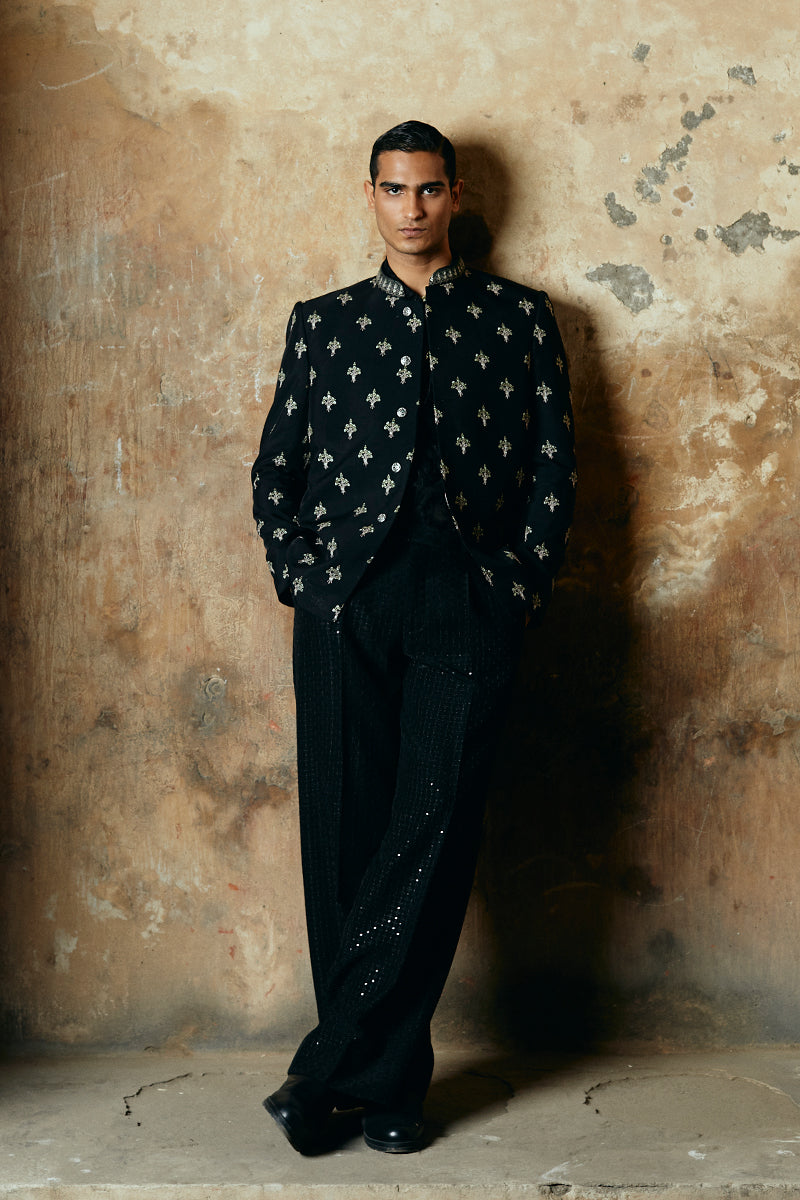 black bandhgala suit for men online