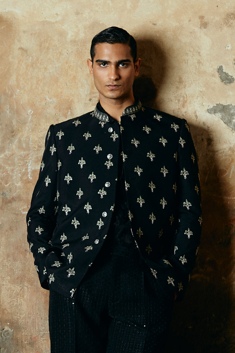 black bandhgala suit for men online