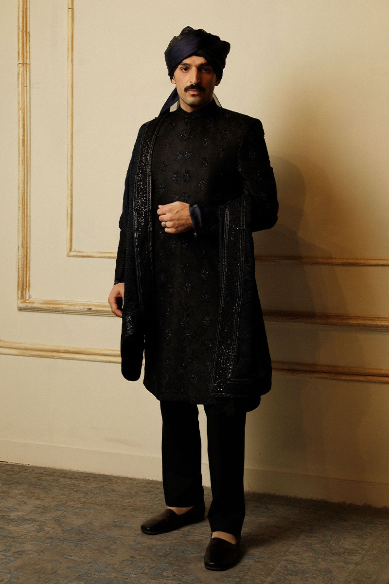 designer black sherwani for groom