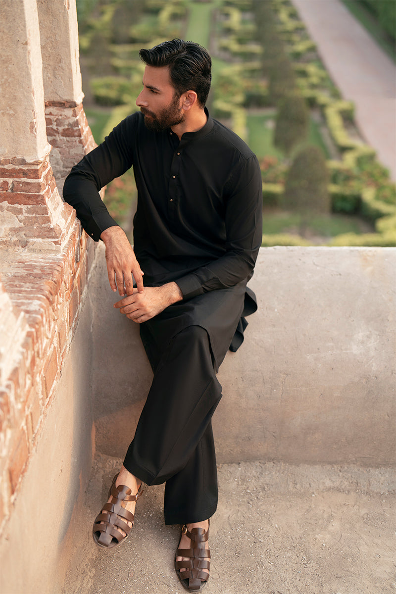 Black Egyptian Cotton Shalwar Kameez