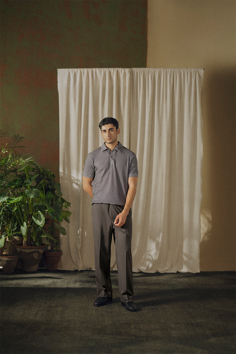 Slate Gray Button-up Polo