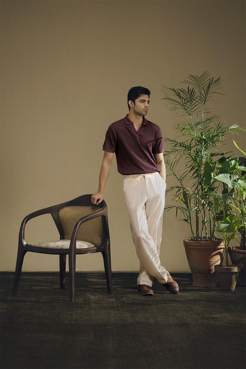 Burgundy Ribbed Polo