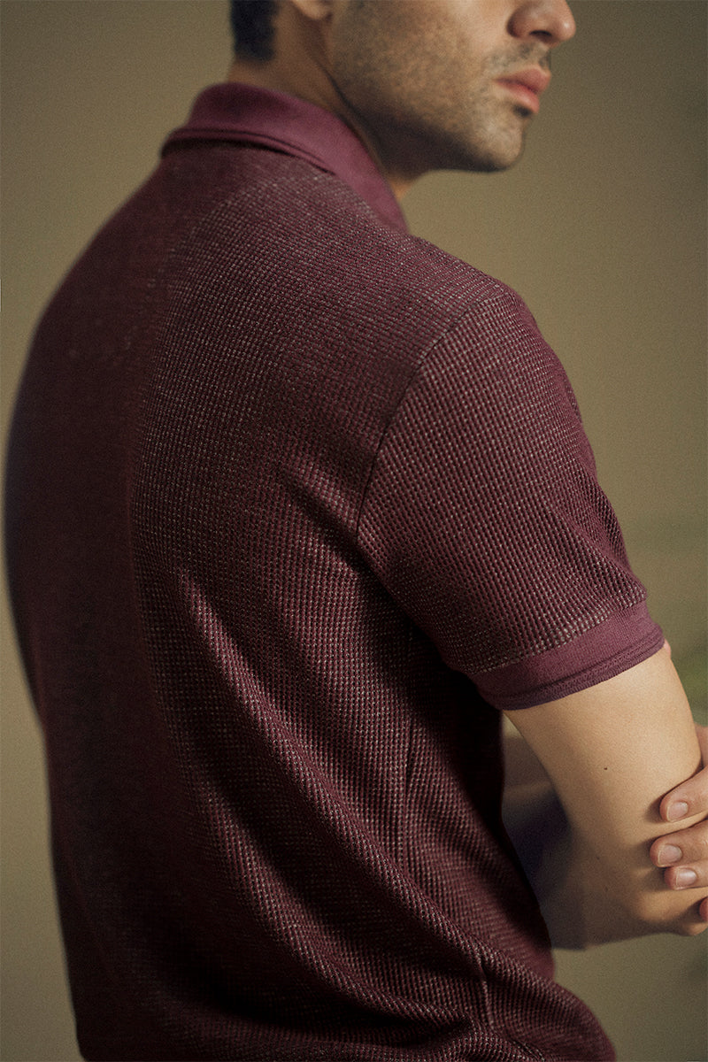 Burgundy Ribbed Polo