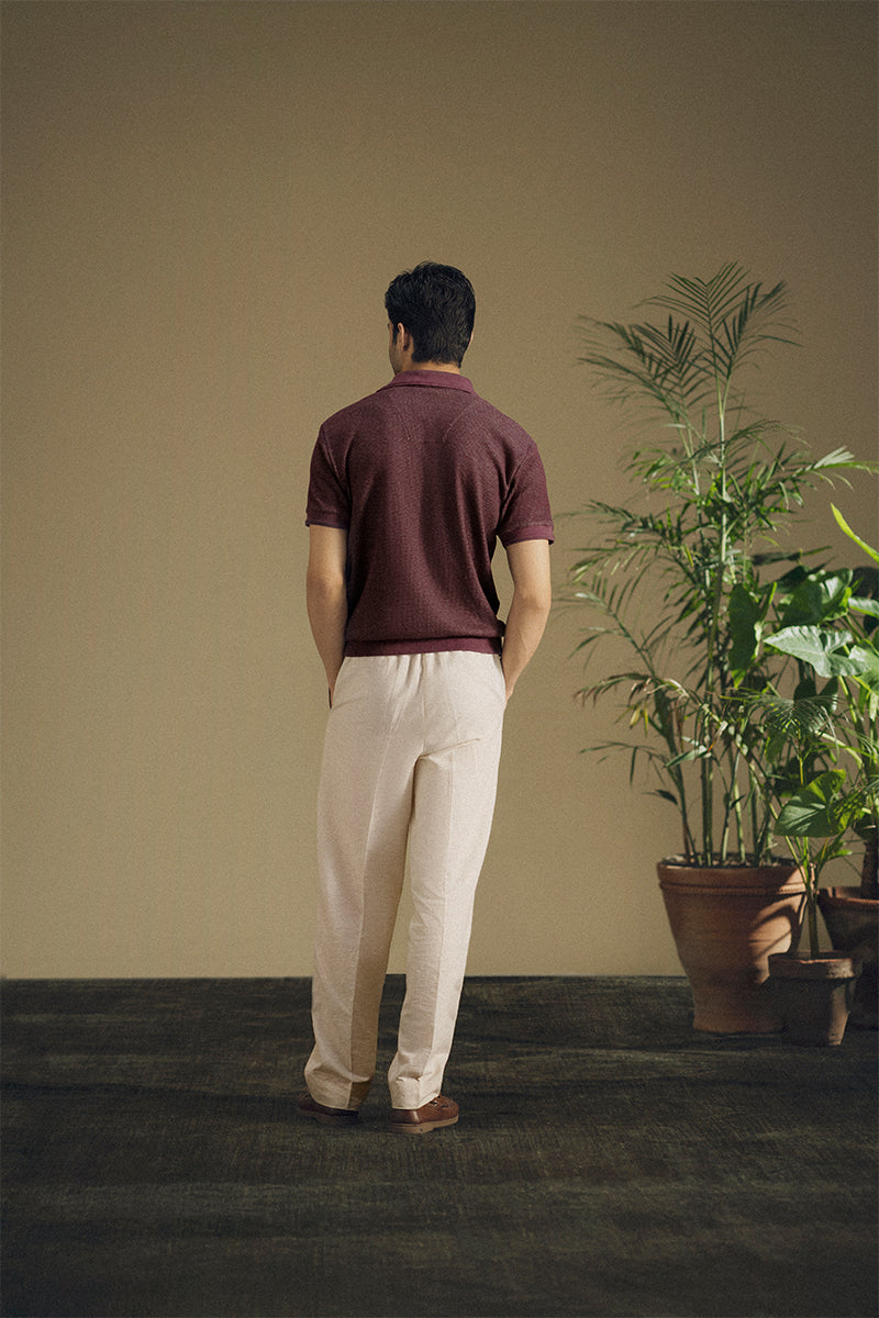 Burgundy Ribbed Polo