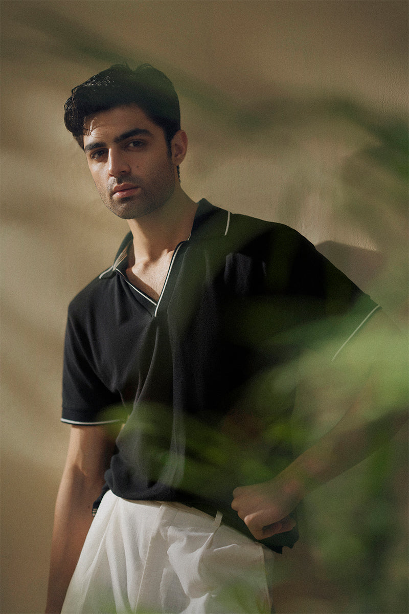 Carbon Black Mesh Polo