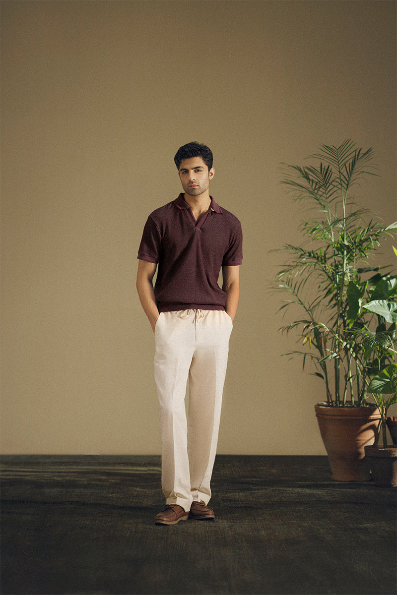 Burgundy Ribbed Polo