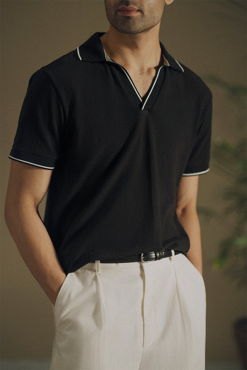 Carbon Black Mesh Polo