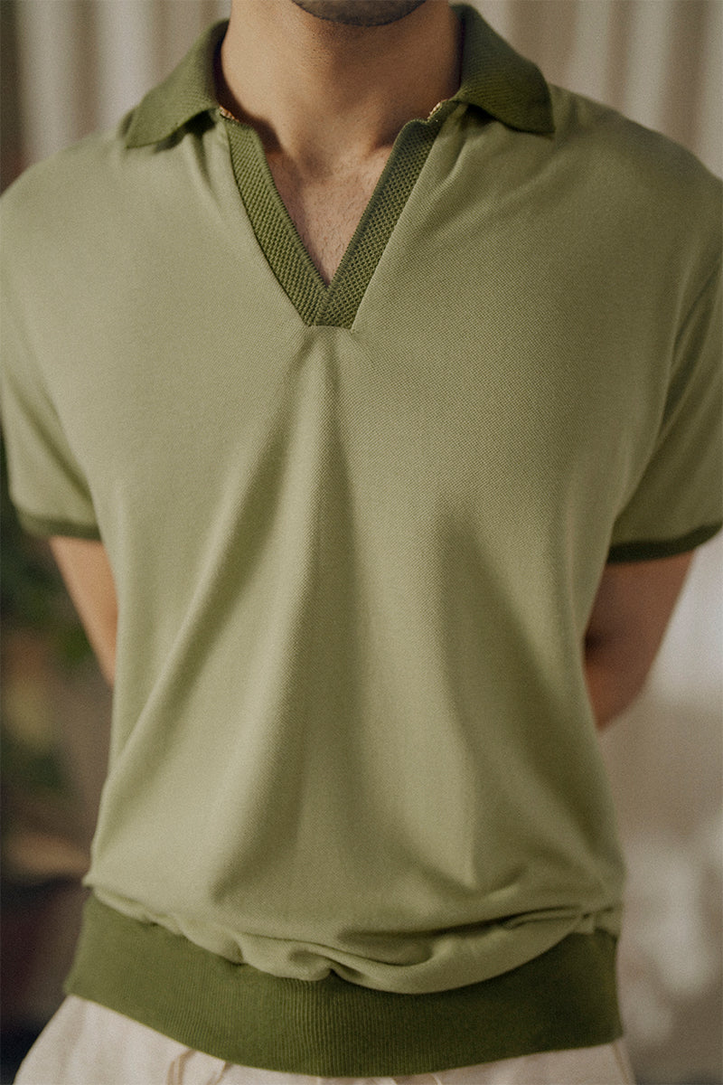 Sage Green Mesh Polo