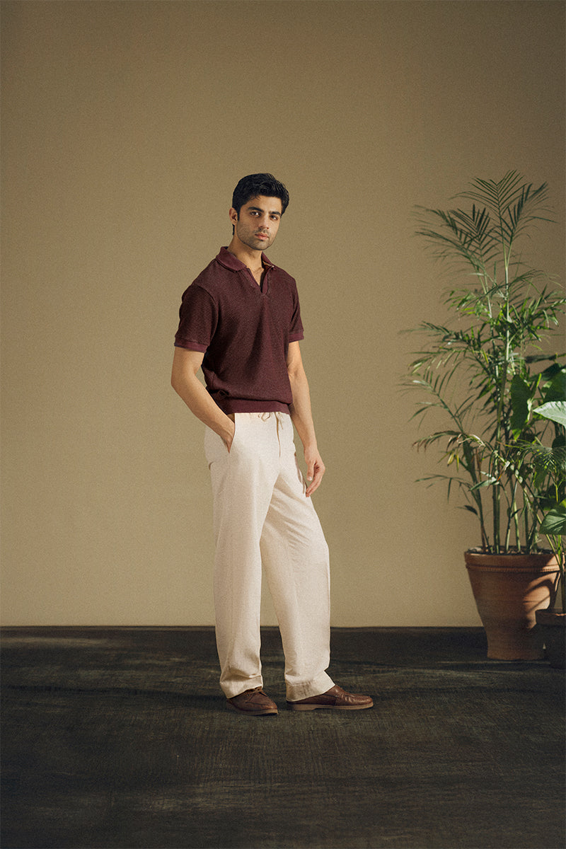Burgundy Ribbed Polo