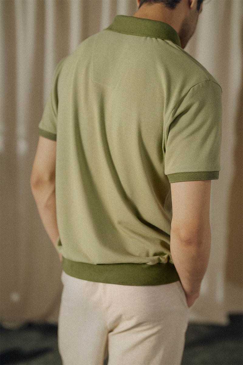 Sage Green Mesh Polo