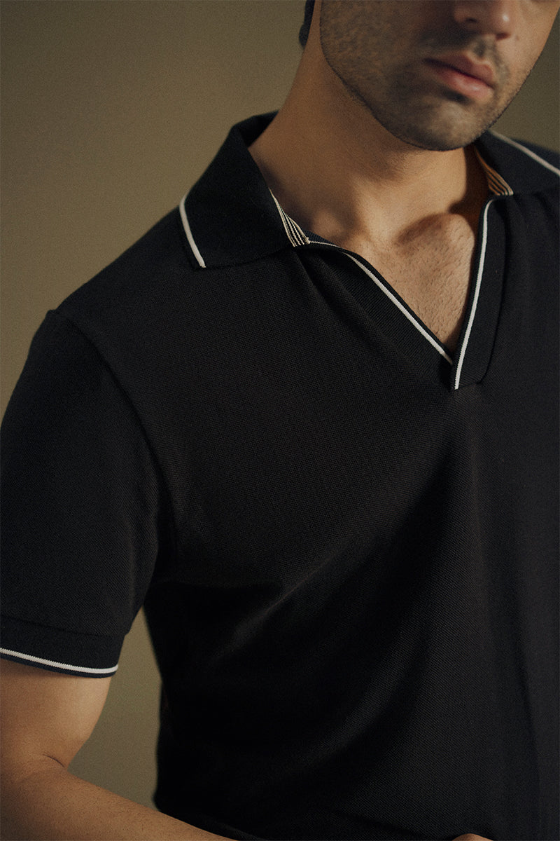 Carbon Black Mesh Polo