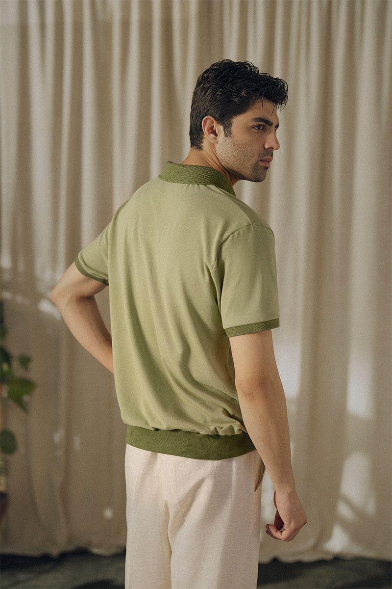 Sage Green Mesh Polo