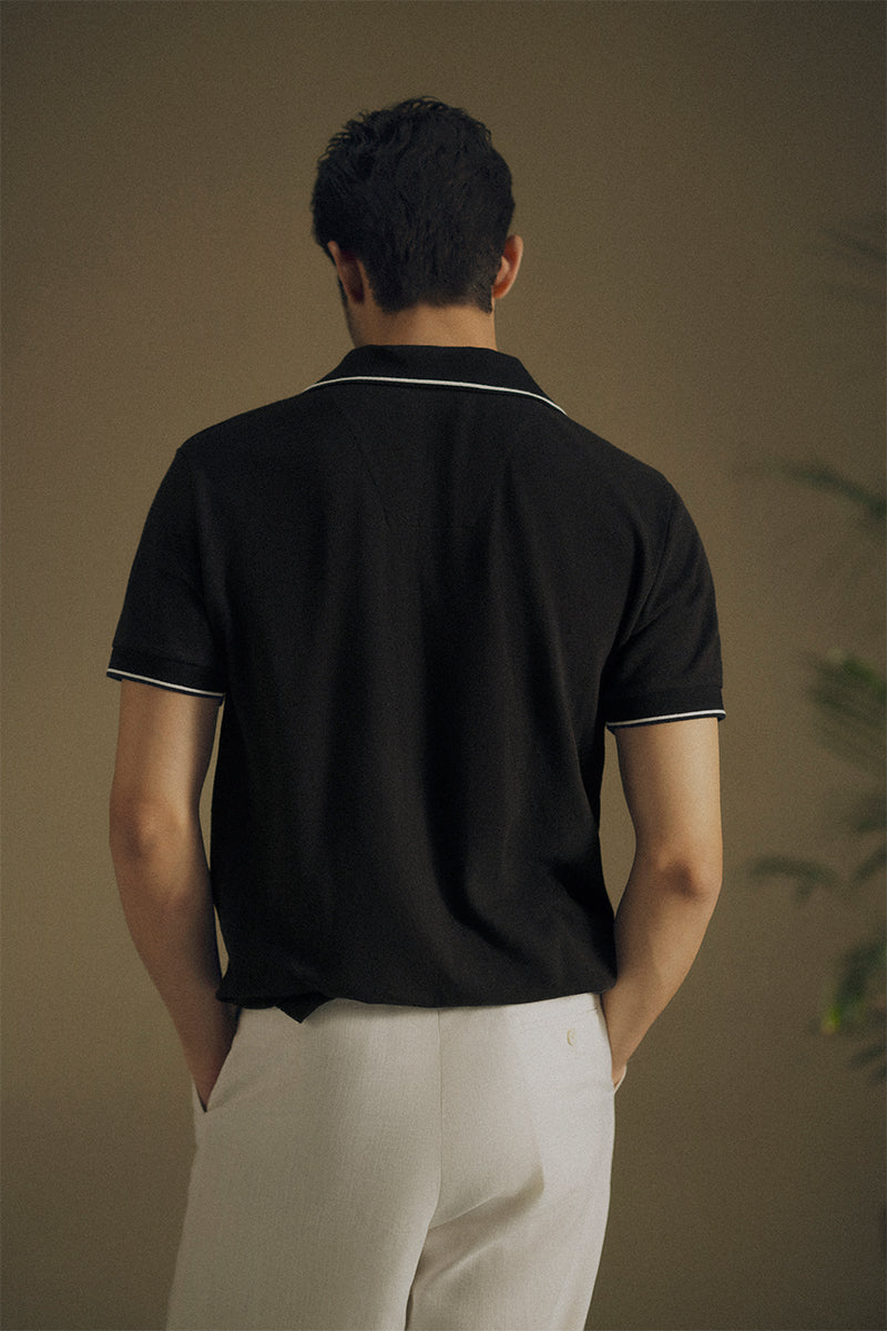 Carbon Black Mesh Polo