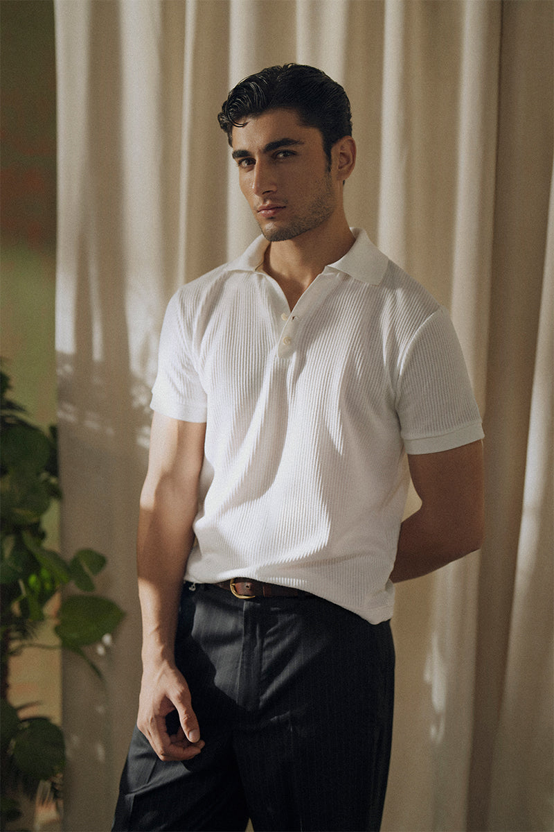 White Mesh Polo