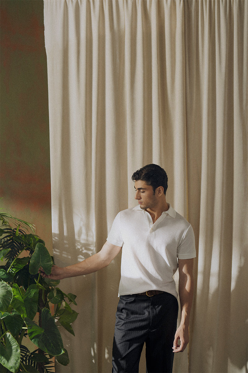 White Mesh Polo