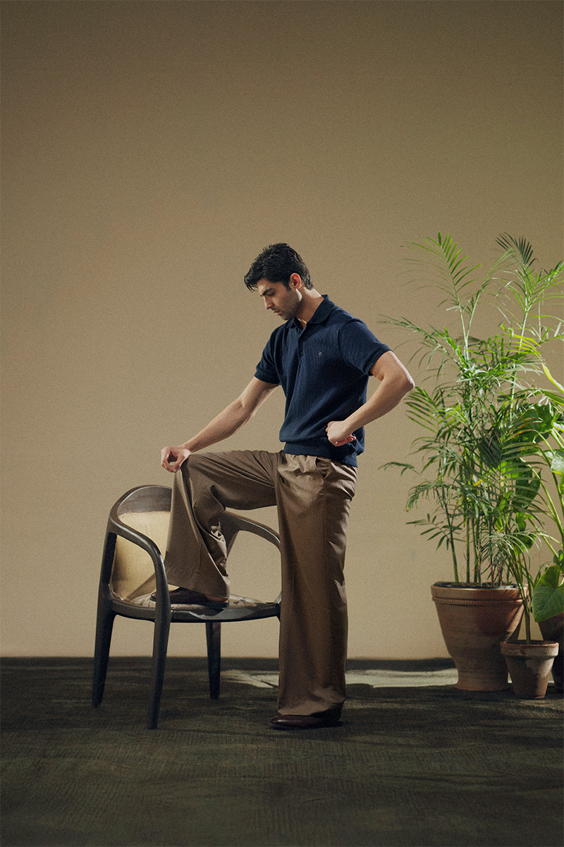 Navy Blue Embroidered Polo
